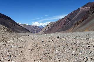 11 Trail Along The Flat Rough Horcones Riverbed On The Descent From Plaza de Mulas To Confluencia